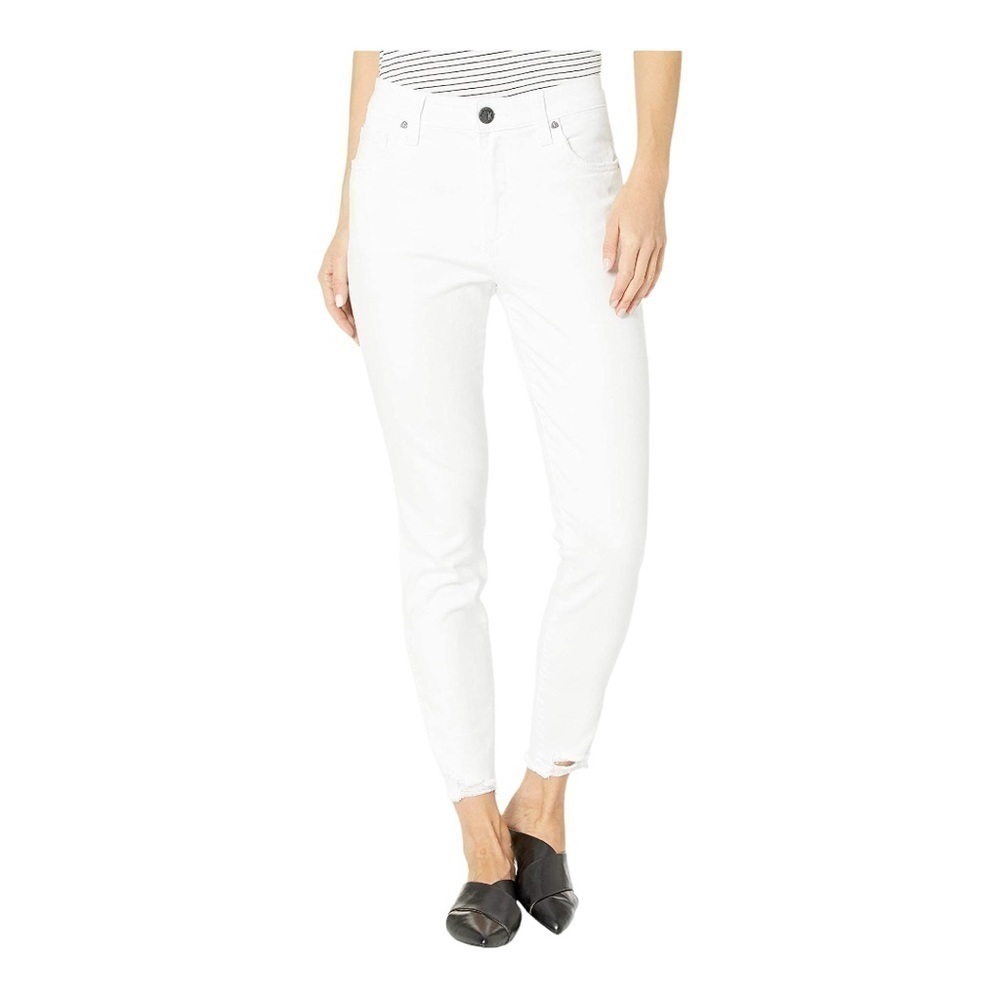 kut from the Kloth Connie High Rise Raw Hem Ankle white